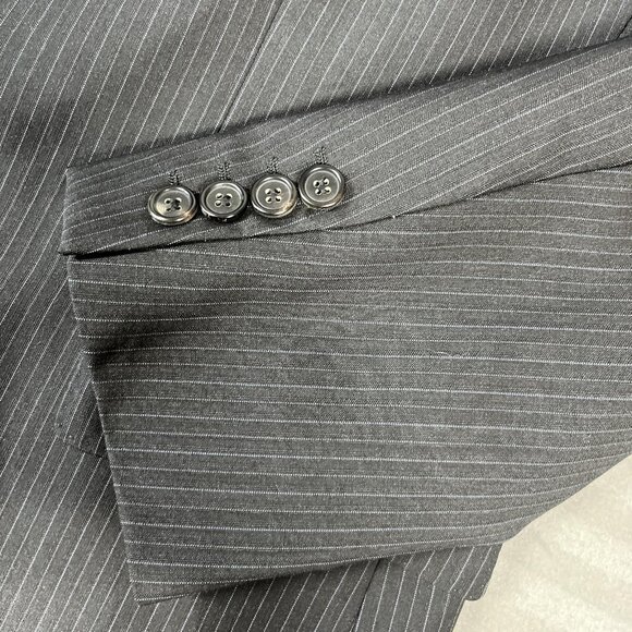 Hugo Boss Suit Mens 46 Long Gray Pinstripe Wool Two Button Jacket Pants 38x32 - Picture 13 of 16